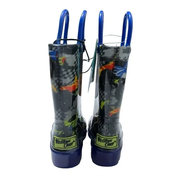 NEW Western Chief Kids Light-Up Waterproof Rain Boot, Drag Race, Toddler - Picture 9 of 10
